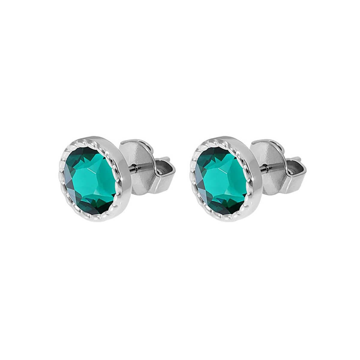 Bocconi Flat 9mm Emerald Stud (S/P)