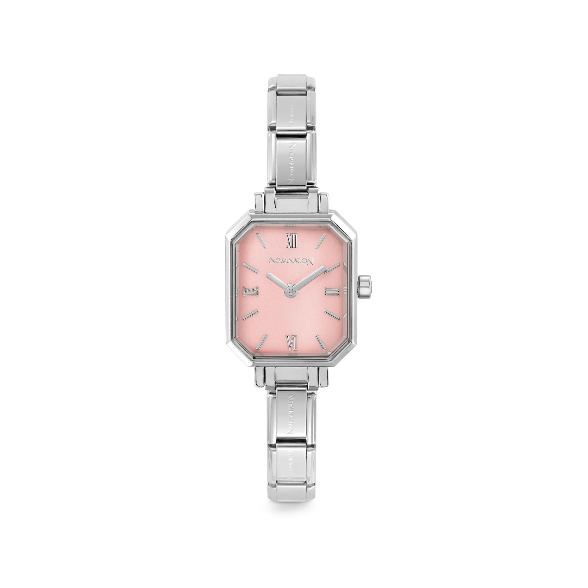 Classic Paris SS Rectangular Rose Pink Dial Watch