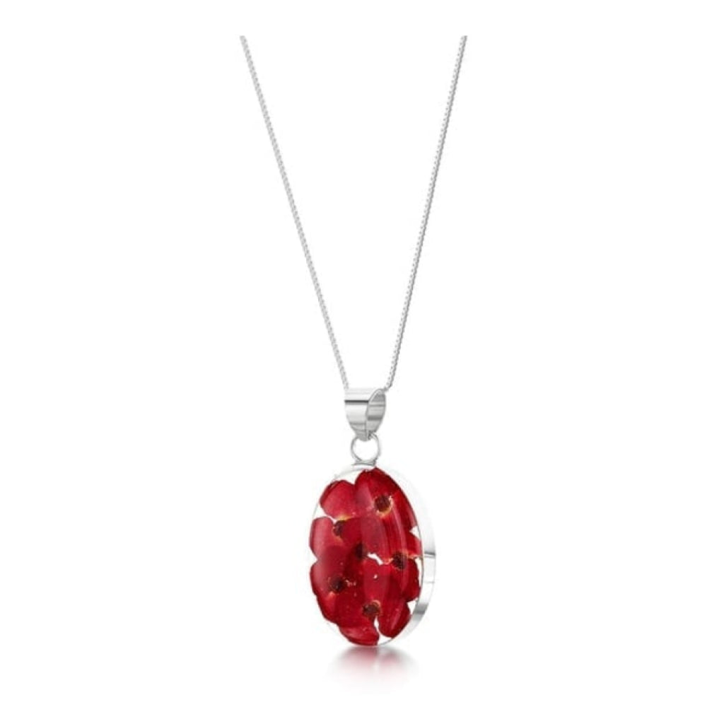 Silver Pendant - Poppy - Med Oval