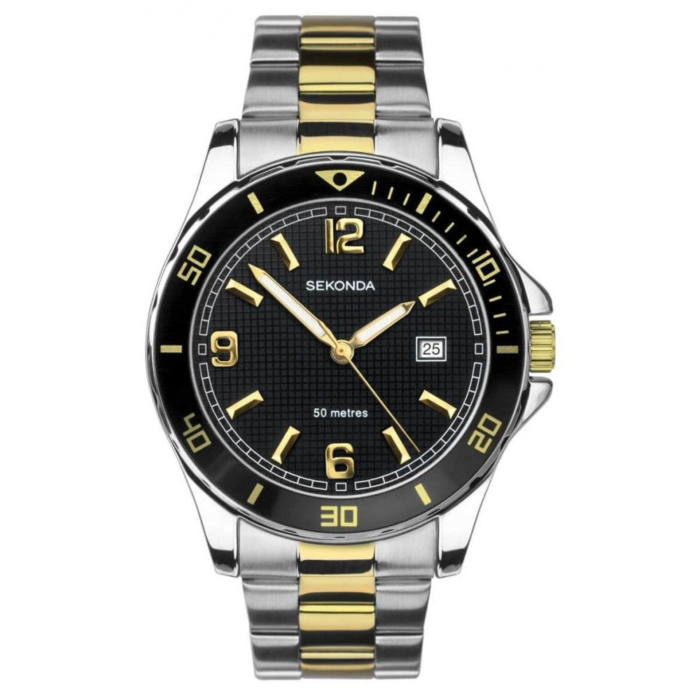 Stainless Steel Case & Two Tone Bracelet Strap Gents Watch
