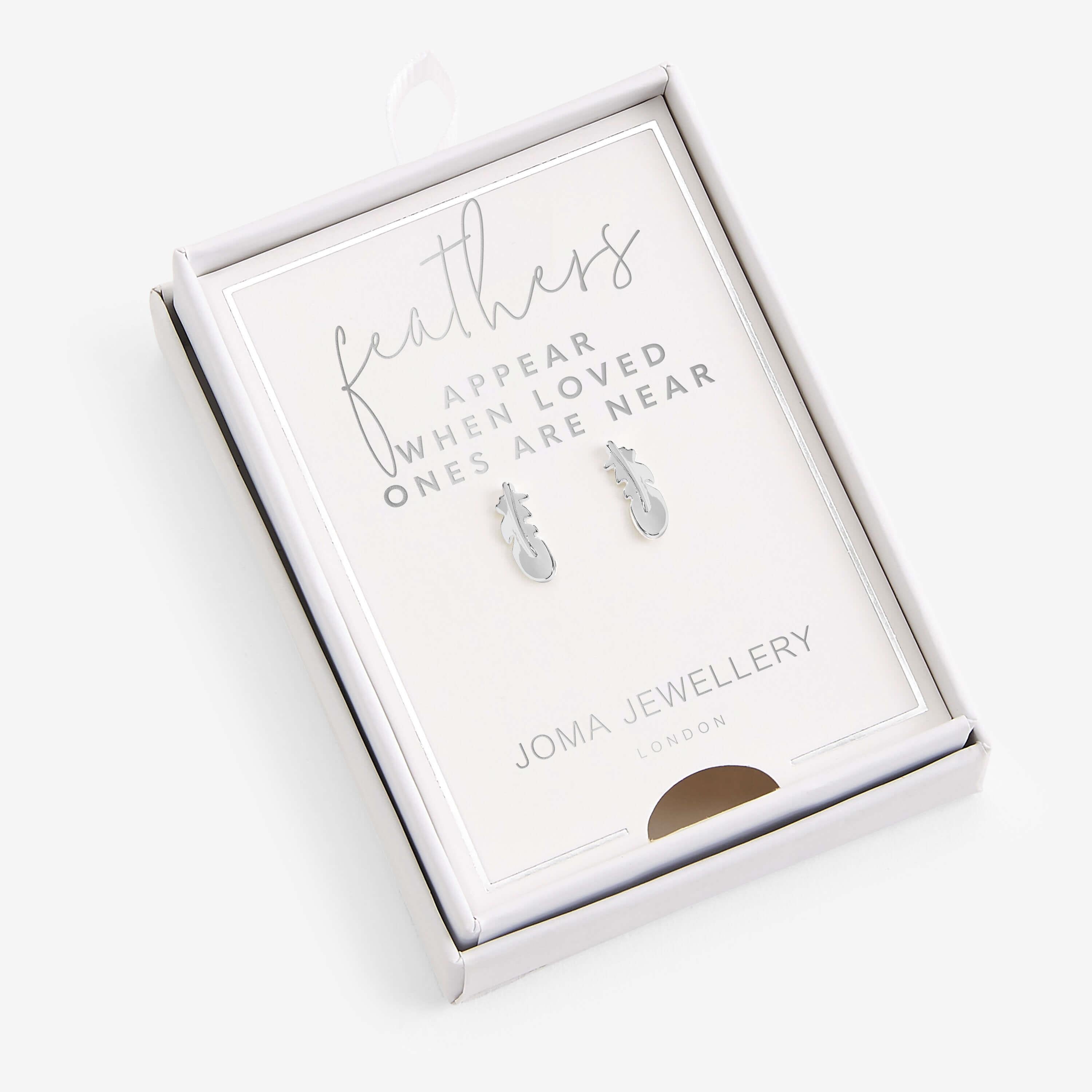 Treasure The Little Things | Feathers Appear When Loved Ones Are Near | Silver | Earring Box