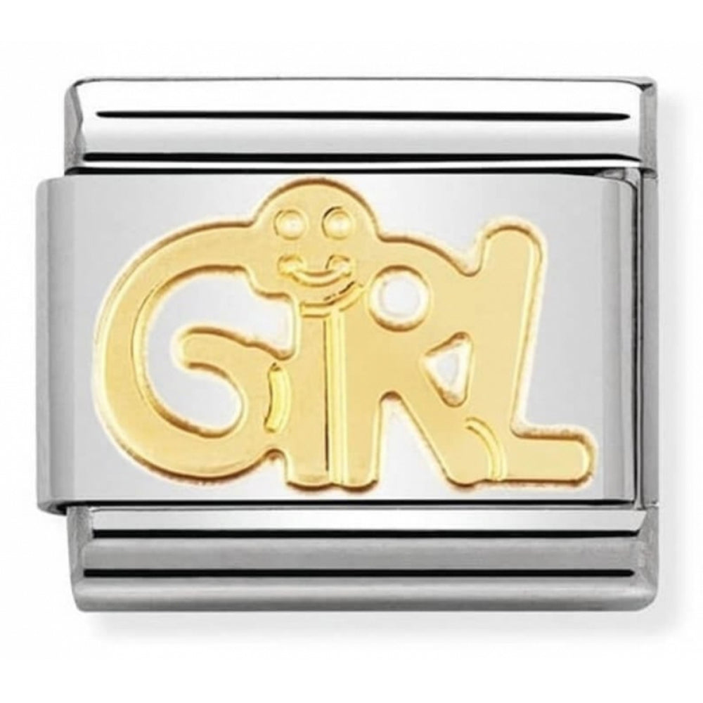 Classic GIRL Writing In Stainless Steel With 18k Gold Charm