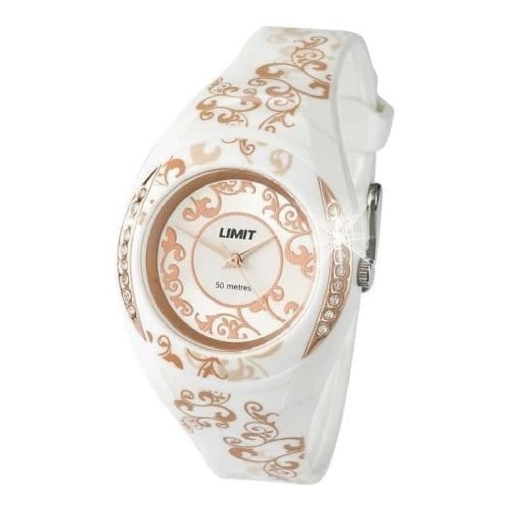 Teen Girls White Resin Rose Gold Pattern Watch