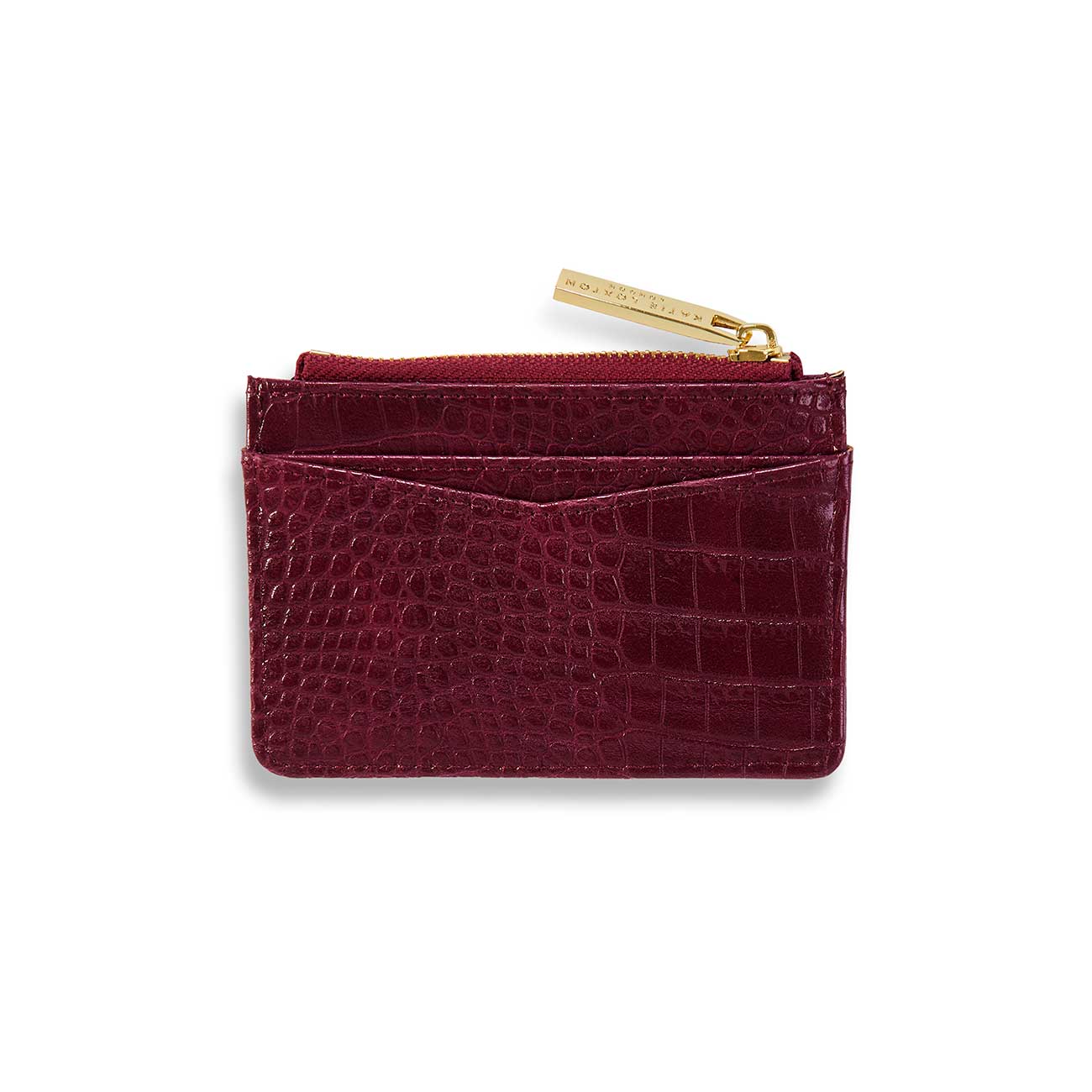 Celine Faux Croc Card Holder | Burgundy