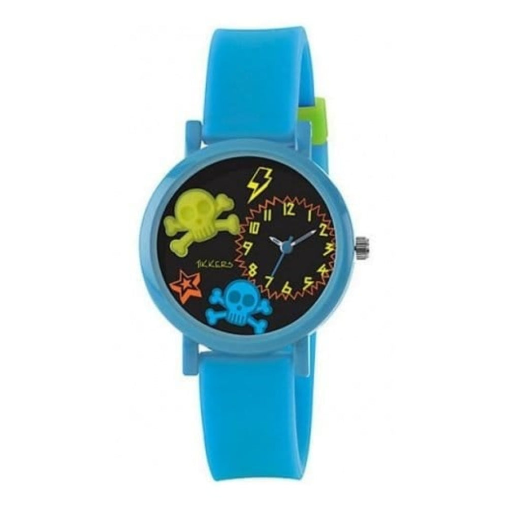 Blue Rubber Childrens Skull Strap Watch
