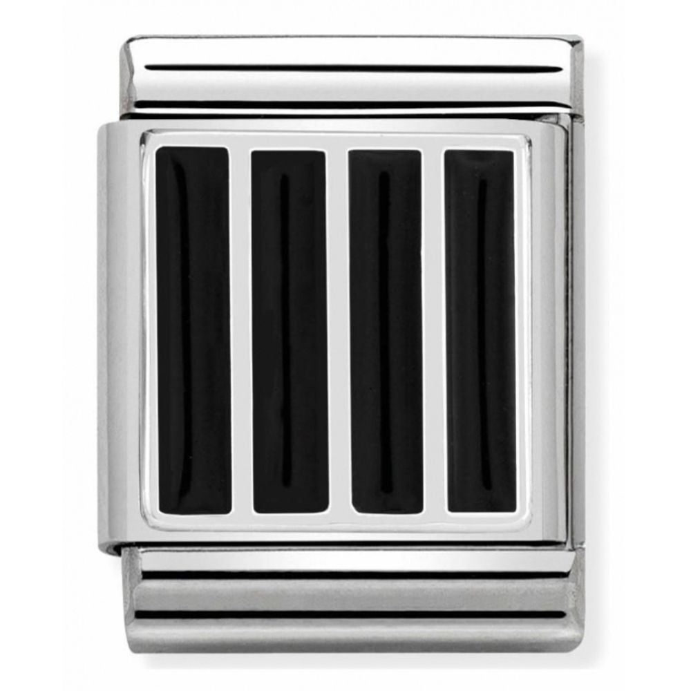 Vertical Grid Symbol Plaque Composable Stainless Steel, Enamel And Sterling Silver Big Charm