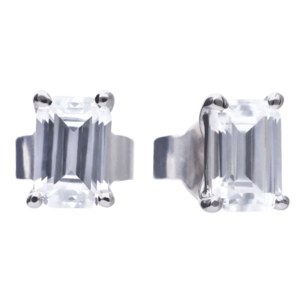 Emerald Cut Zirconia Stud Earrings