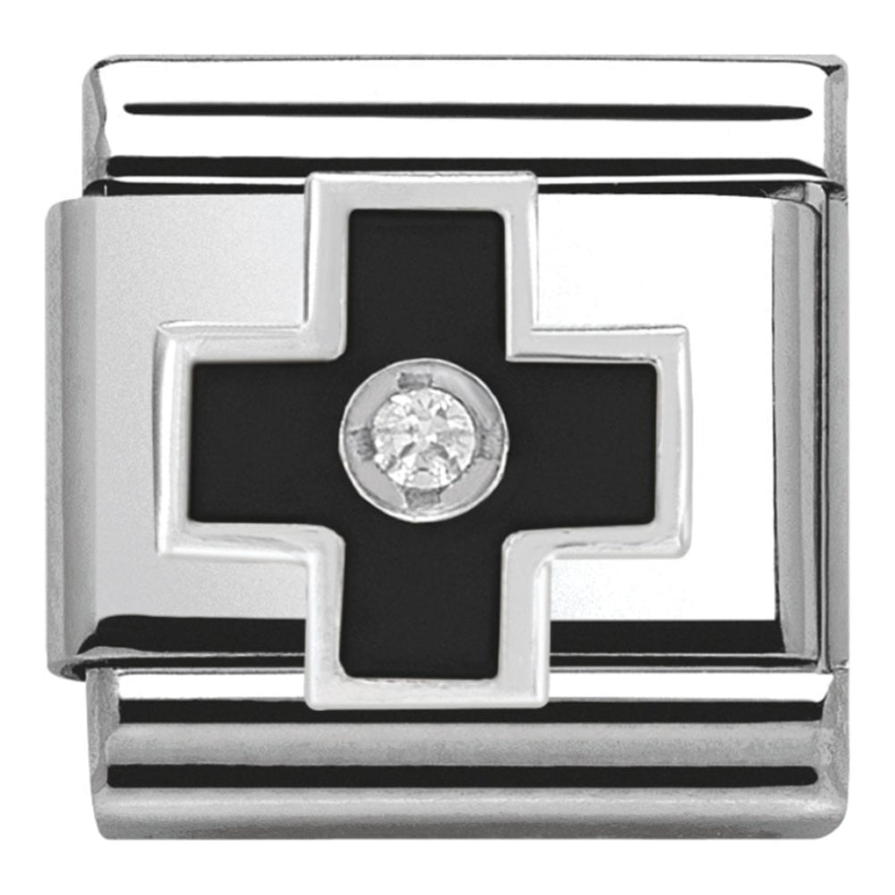 Classic Black Cross CZ Link