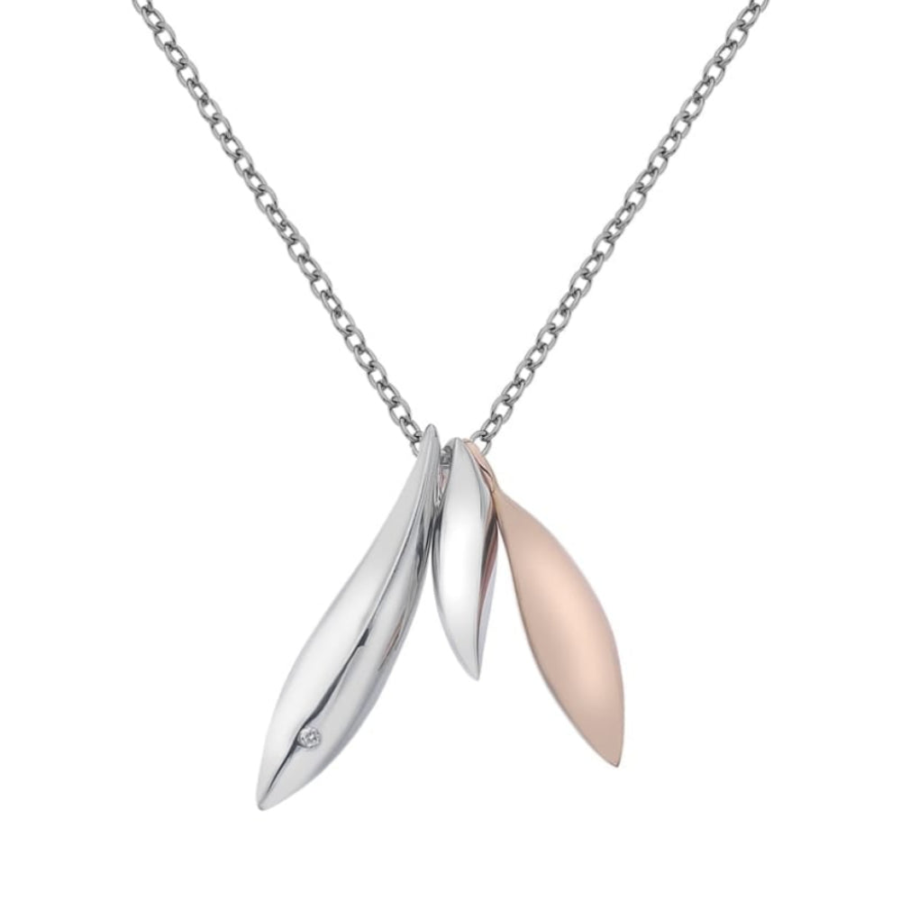 Triple Leaf Pendant - Rose Gold Plate Accents