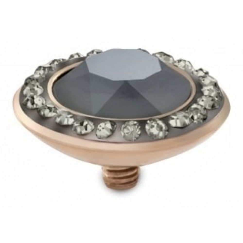 Famosa Dark Grey Rose Gold Tondo Deluxe 13mm Ring Top