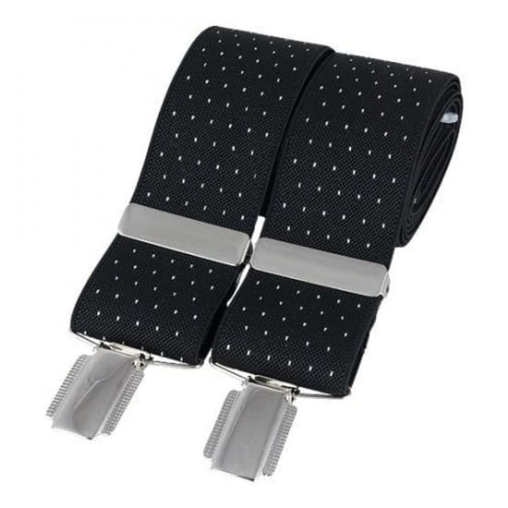 Black Fabric Elasticated White Dot Braces
