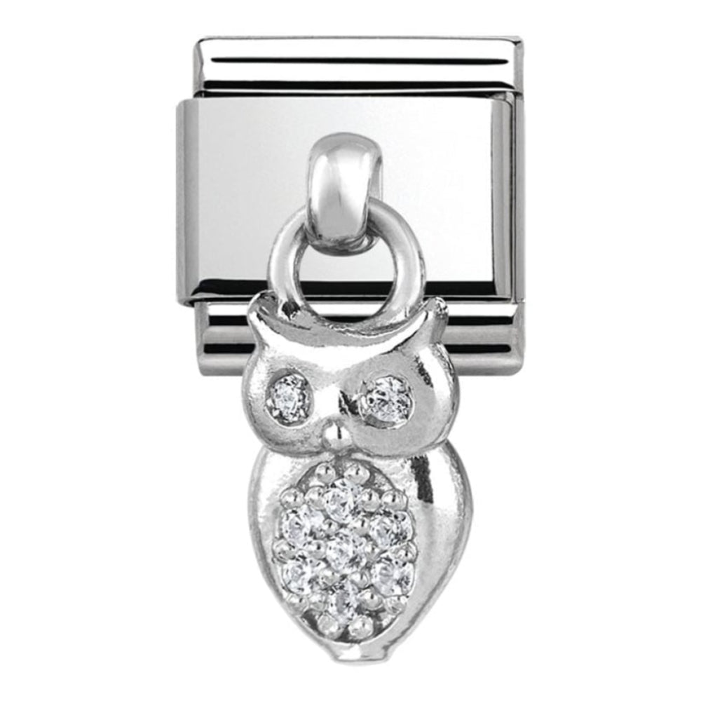 Classic CZ Owl Charm Link with Stones