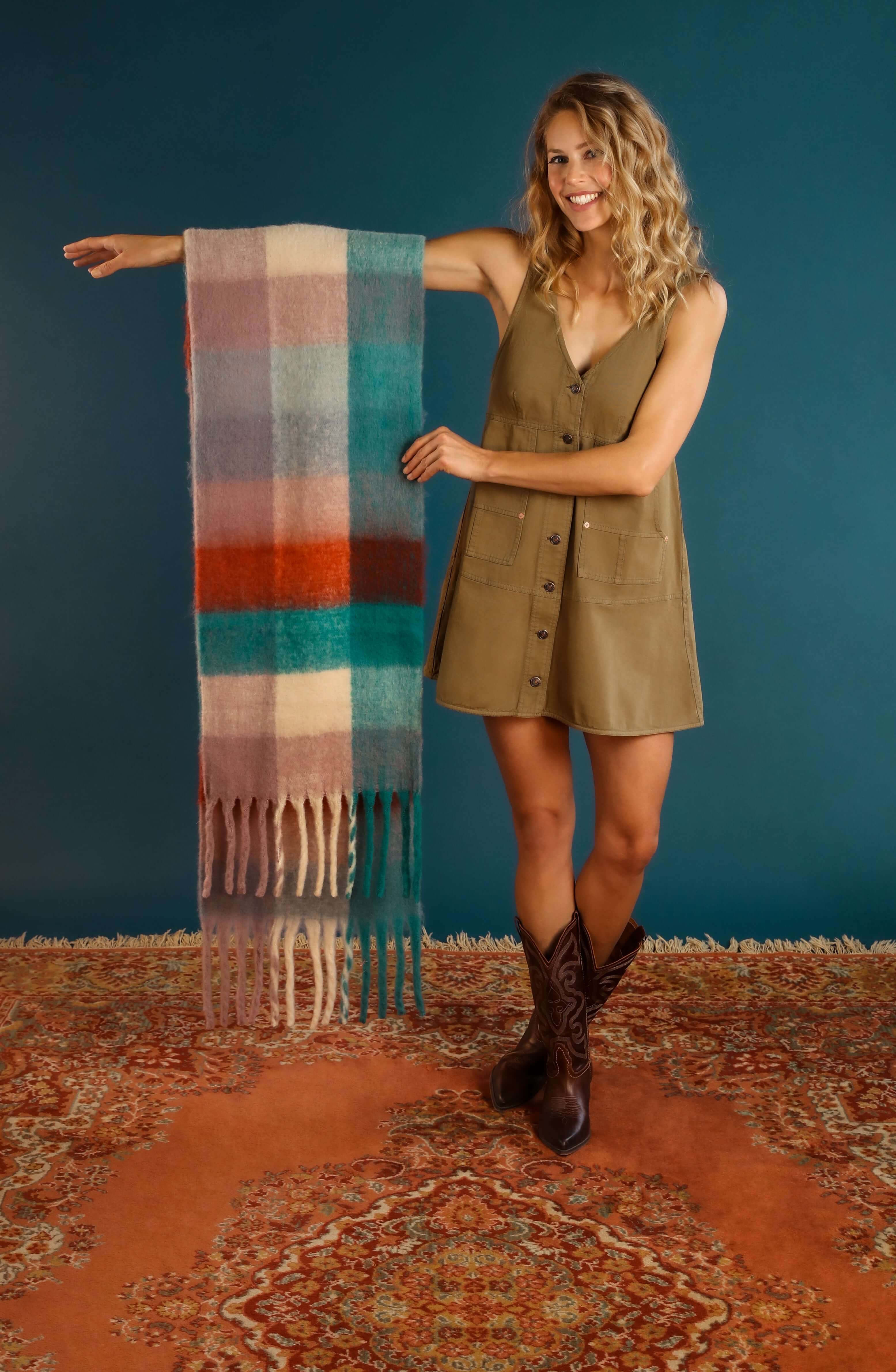 Maddie Cosy Scarf - Damson/Teal