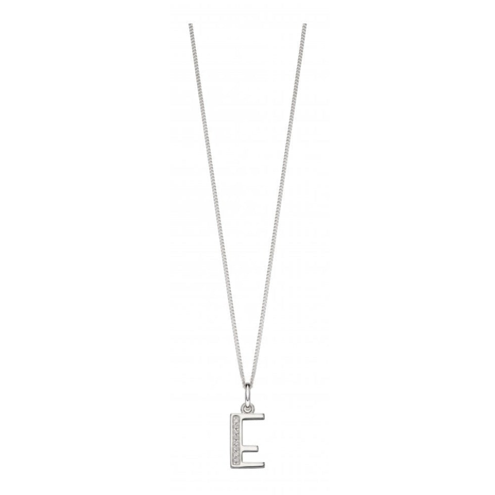 Art Deco Initial 'E' CZ Pendant