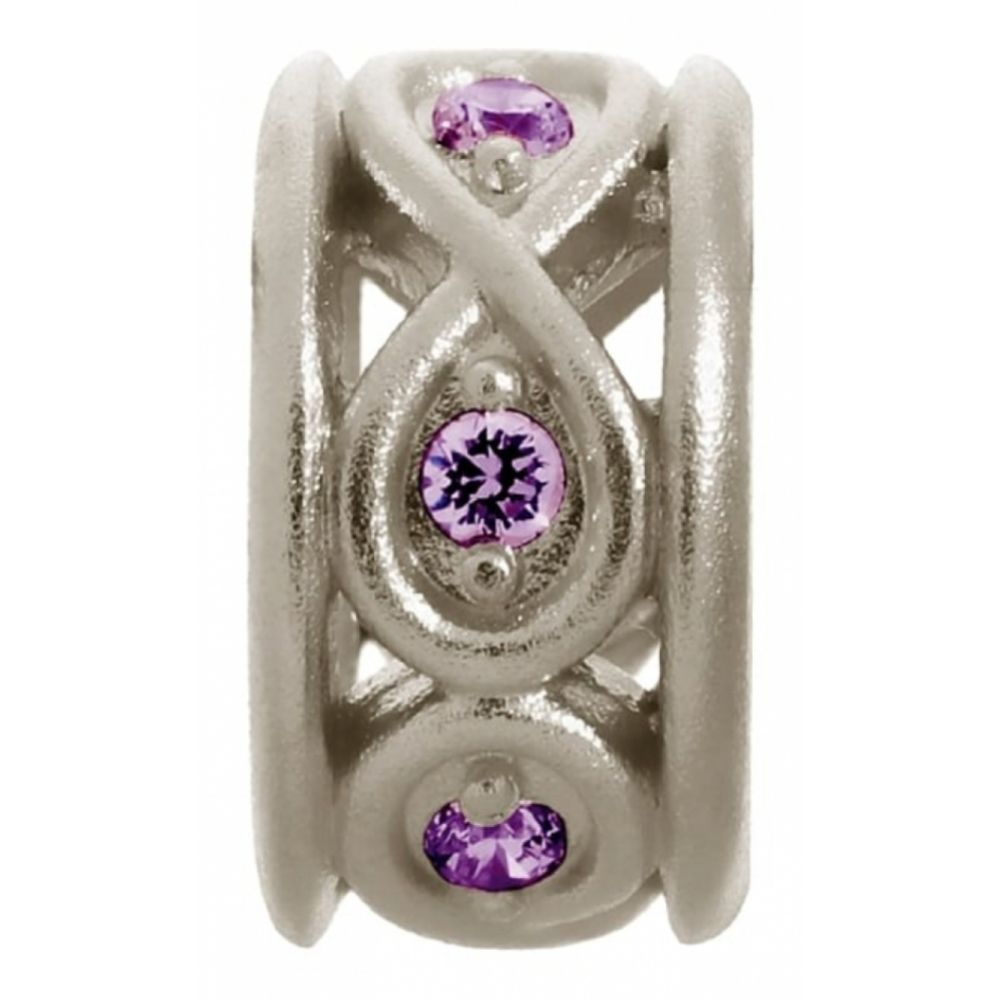 Pink CZ Infinity Sterling Silver Ring Charm