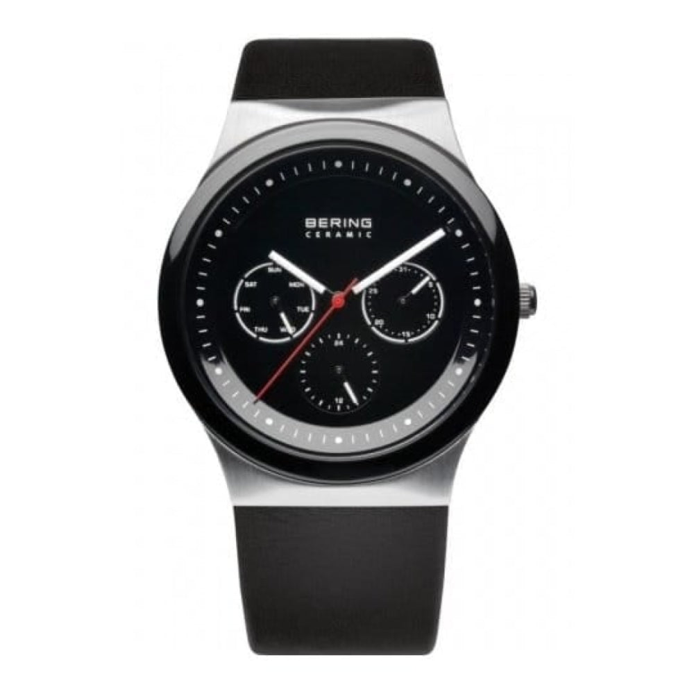 Gents Ceramic Black Leather Multifunctional Watch