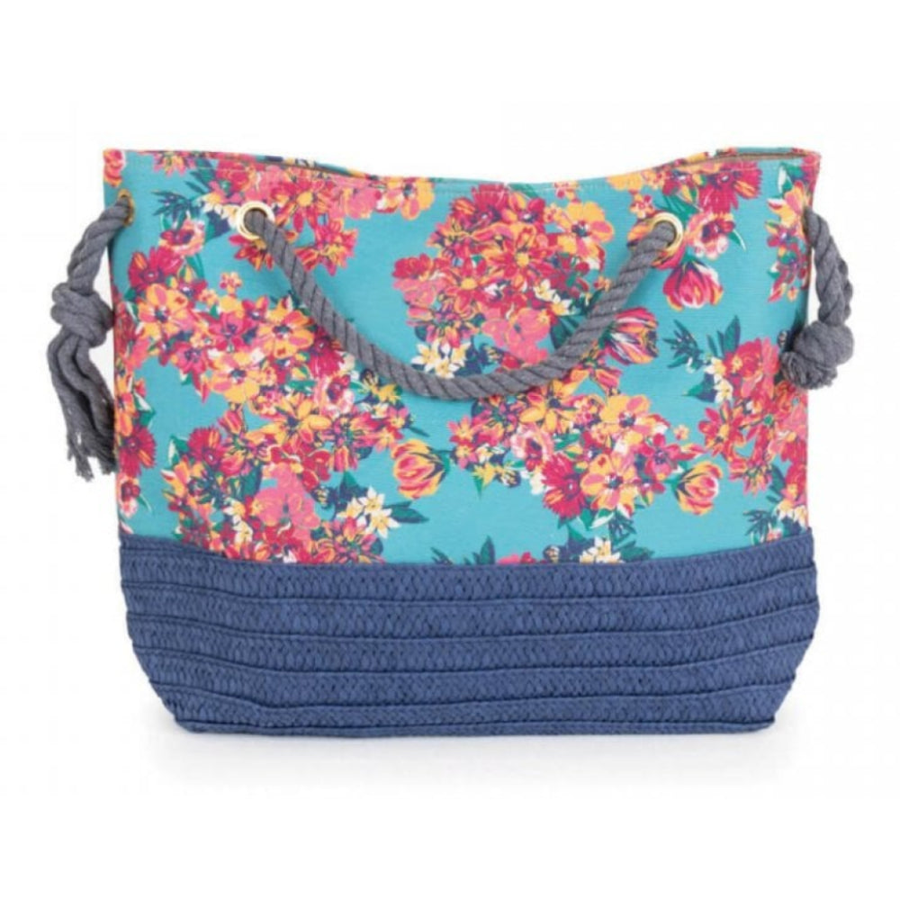 Summer Floral Beach Bag Turquoise