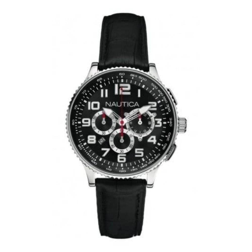 Ladies OCN 38 Chronograph Black Dial Leather Strap Watch