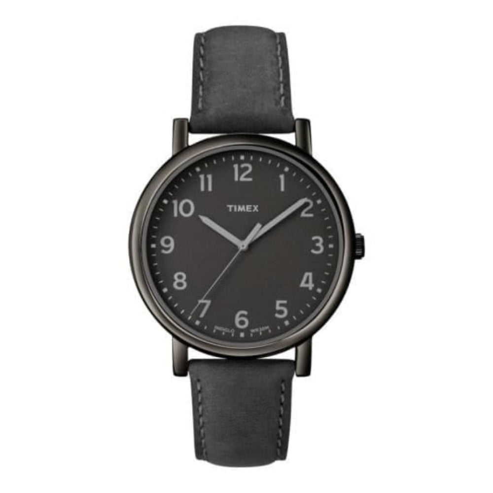 Gents Black Easy Reader Leather Watch