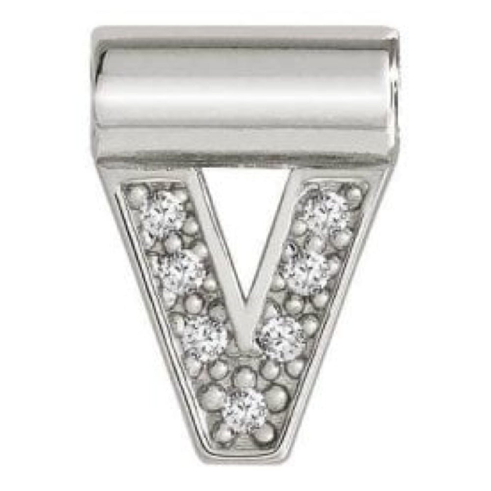 Seimia Silver Cubic Zirconia Letter V Charm