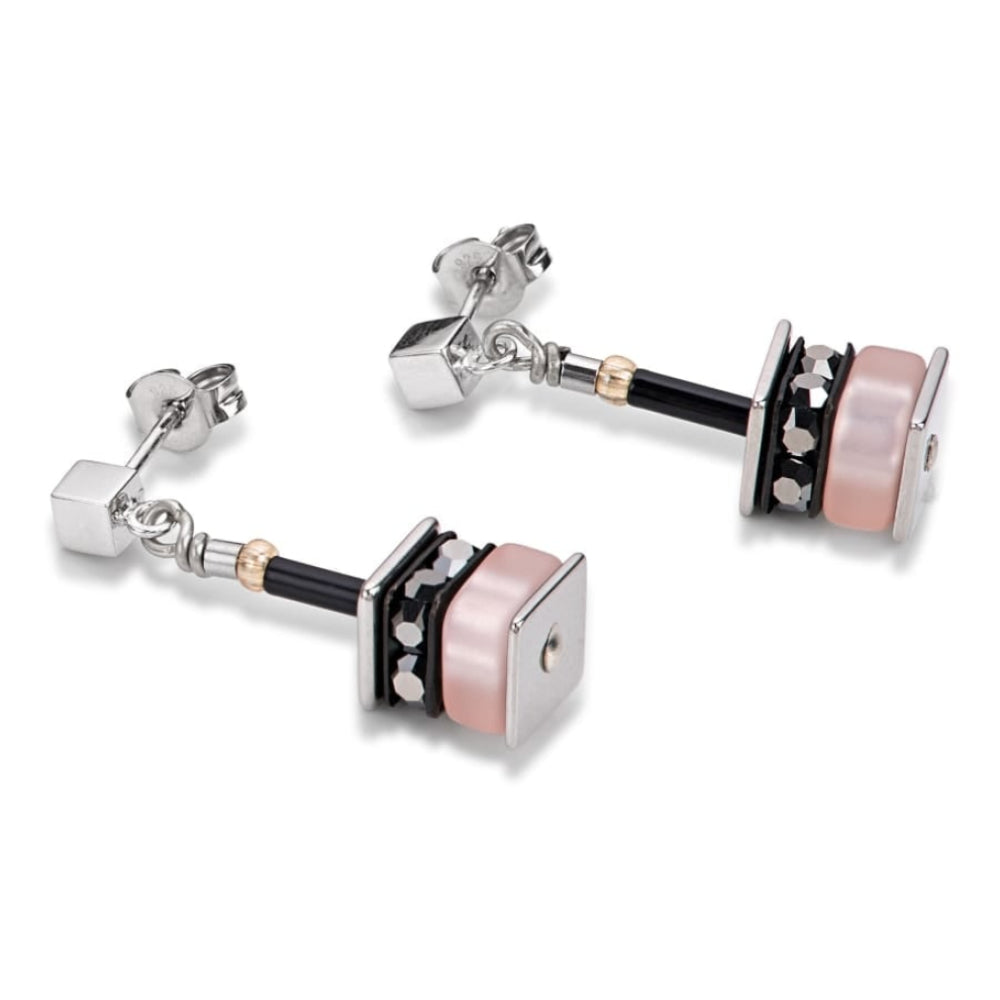 Pink and Beige Geo Cube Earring