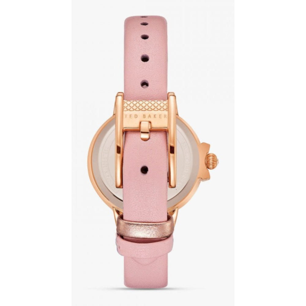 Rose Gold Case With Pattern Dial & Pink Leather Strap Ladies Watch