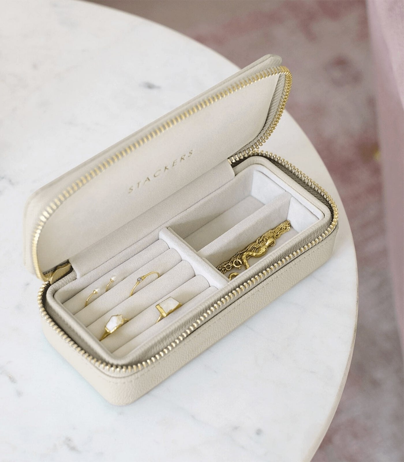 Oatmeal Medium Travel Jewellery Box