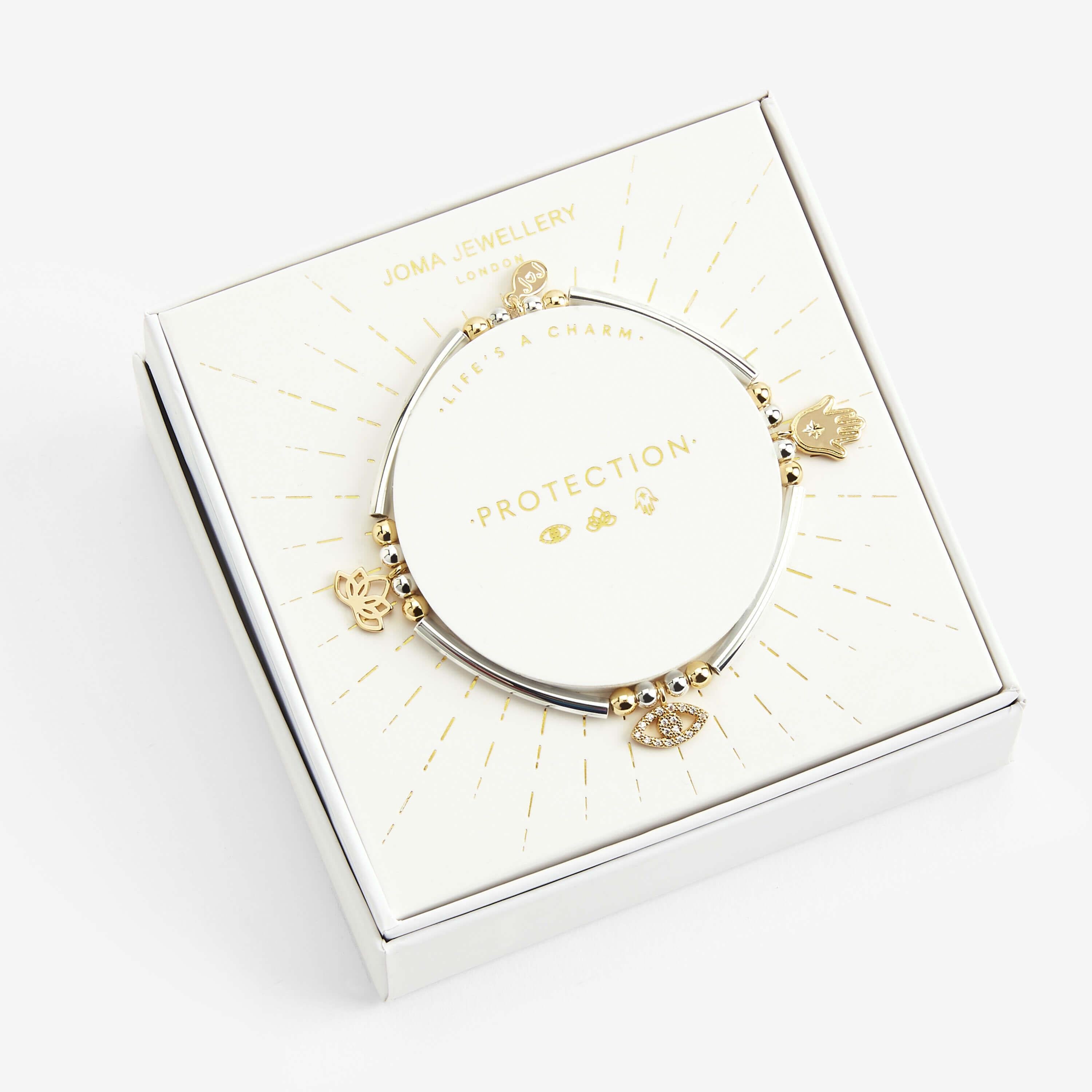Life's A Charm | Protection | Silver, Gold | Charm Bracelet | 17.5cm Stretch