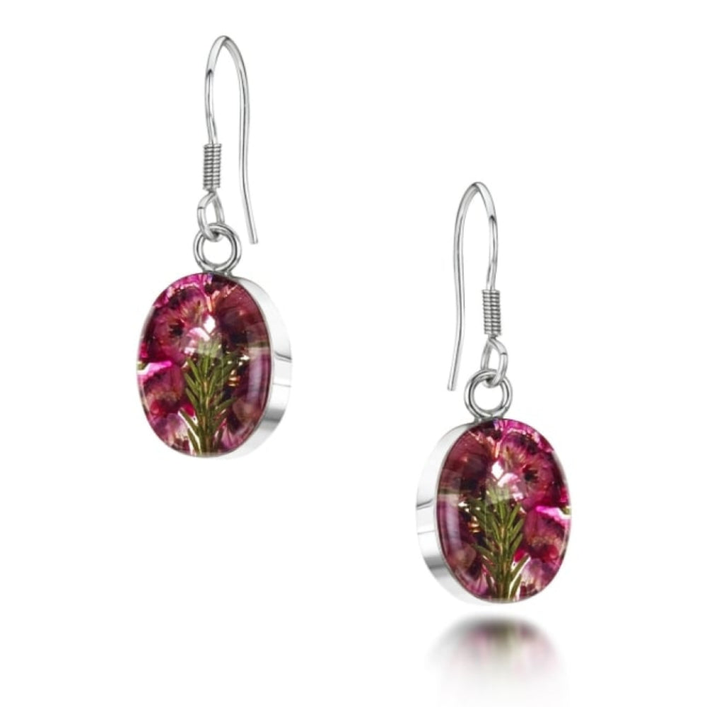 Silver drop Earrings - Heather - Small Oval