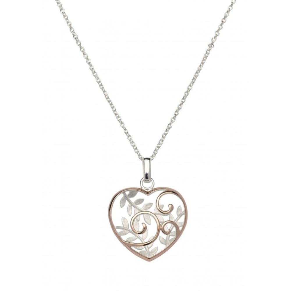 Silver 925 Heart Pendant With Rose Gold Plating Incl. Chain