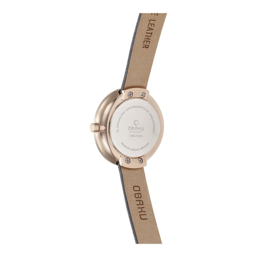 STILLE - PEBBLE Rose Gold Plated Leather Calf Watch