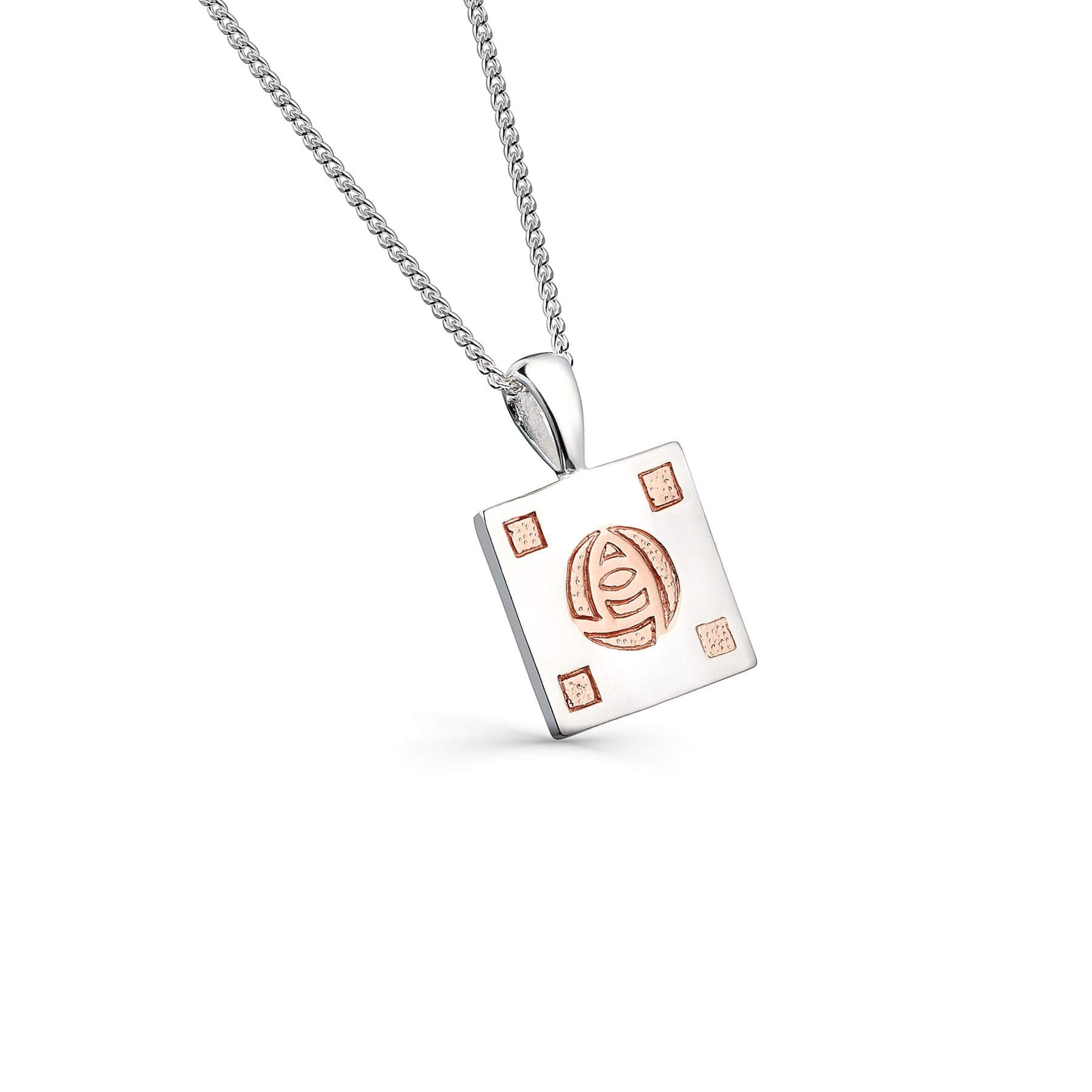 Mackintosh Rose Gold Plated Rose Square Pendant Necklace