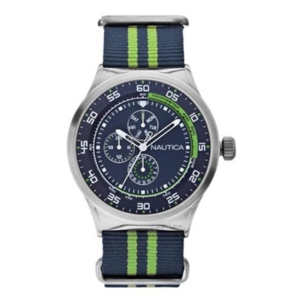 Gents NST 17 Multidial Blue & Green Stripe Watch