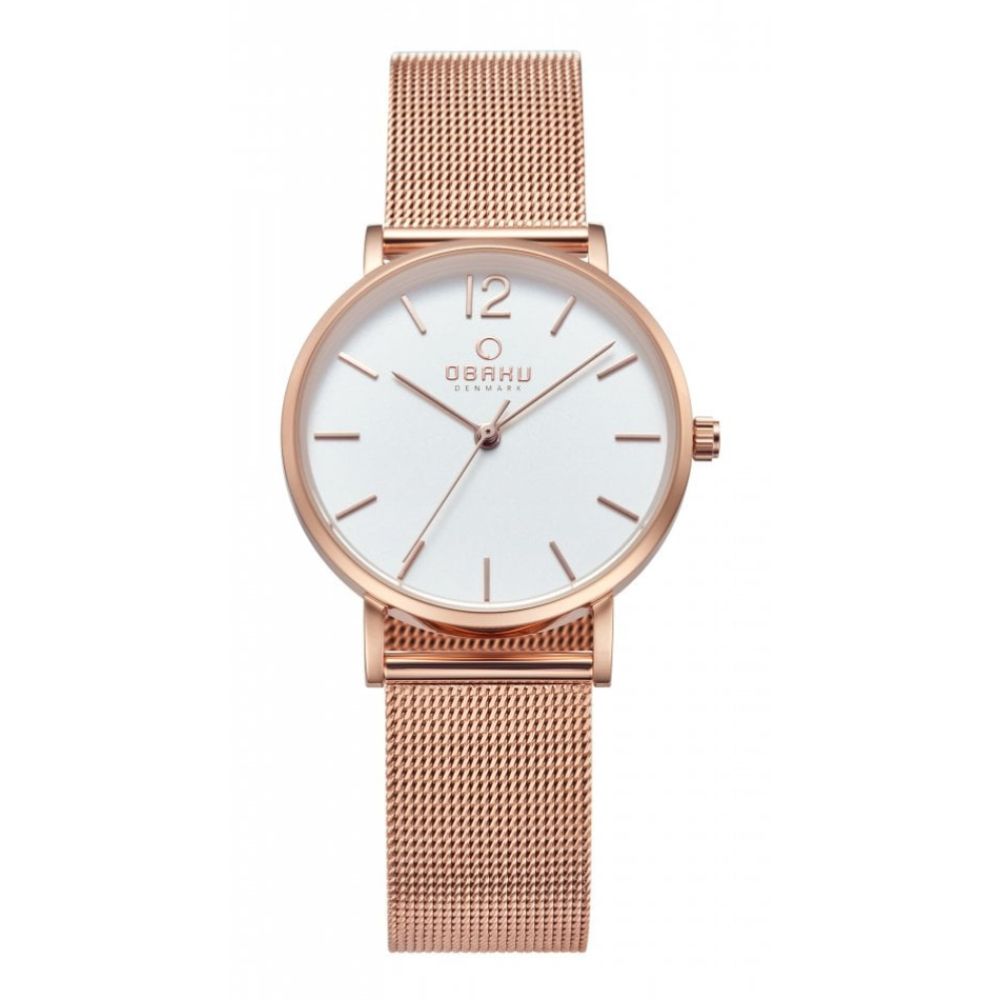 MARK LILLE - ROSE White Dial With Rose Gold Case & Mesh Bracelet Strap Ladies Watch