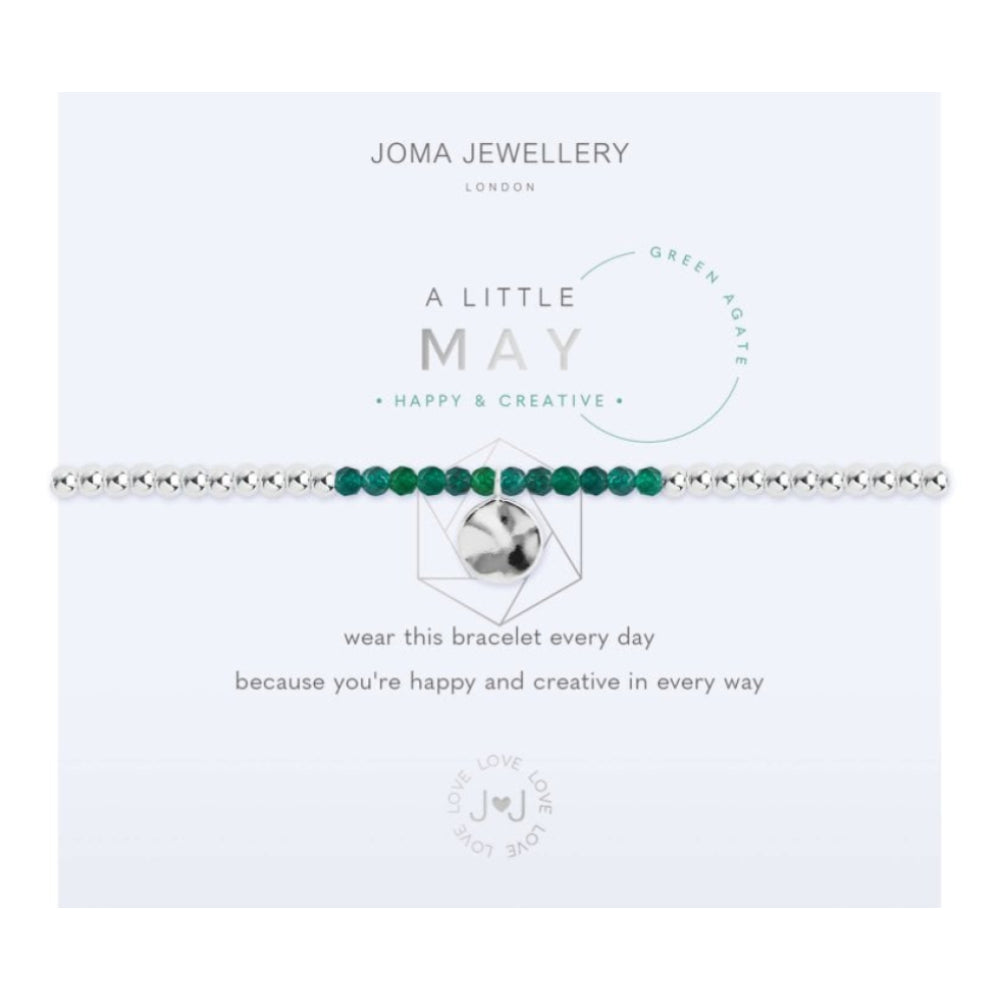 A Little | Birthstone May Green Agate | Bracelet | 17.5cm Stretch