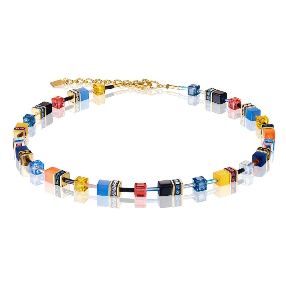 Geo Cube Multicolour Gold Plated Necklace