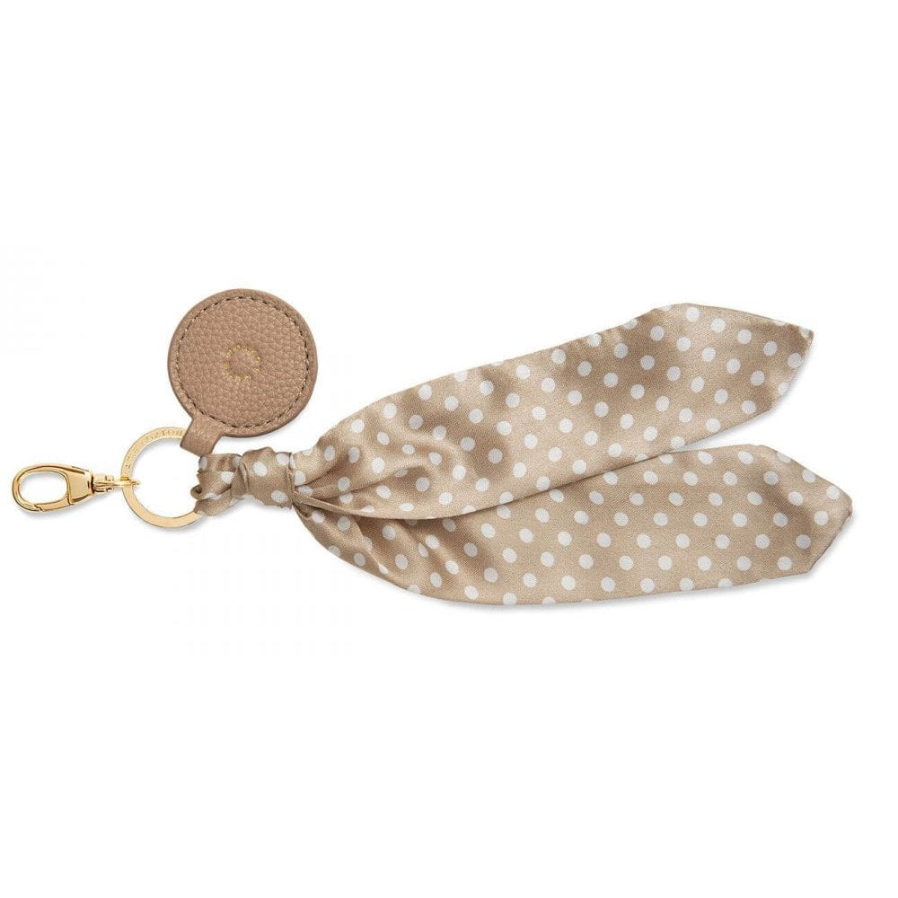 Carrie Scarf Keyring Bag Charm | Taupe Spot | 25 X 3cm