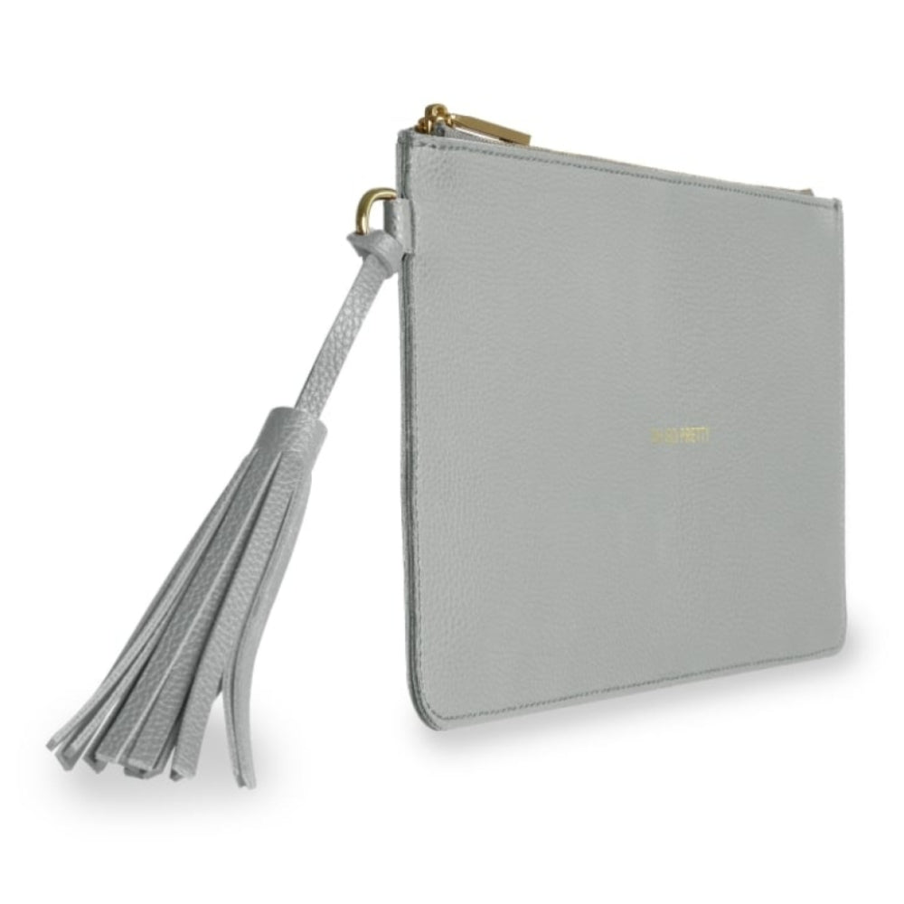 FLORRIE TASSEL POUCH - OH SO PRETTY - pale grey - 14.5x28cm