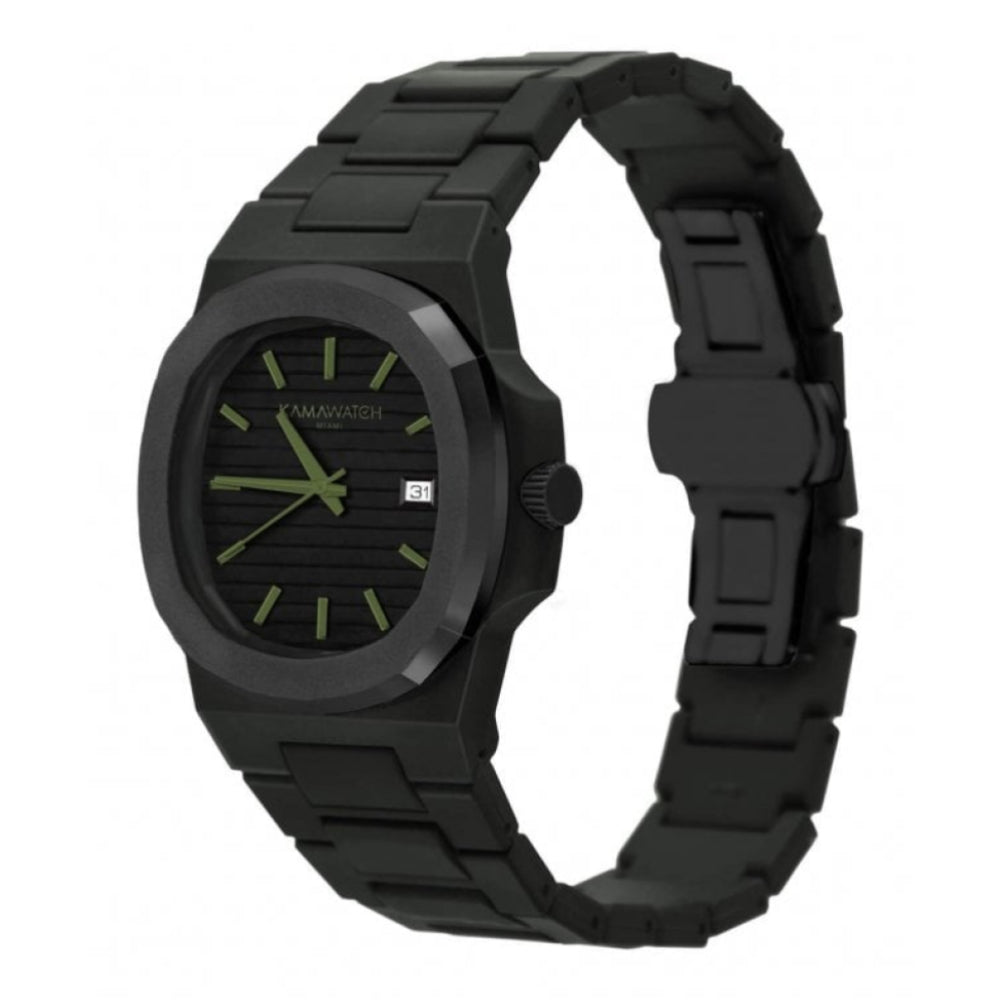 Vintage Force Black & Green Strap Wristwatch