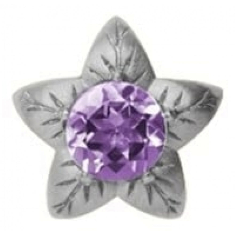 Sterling Silver Flower Purple Stone Charm