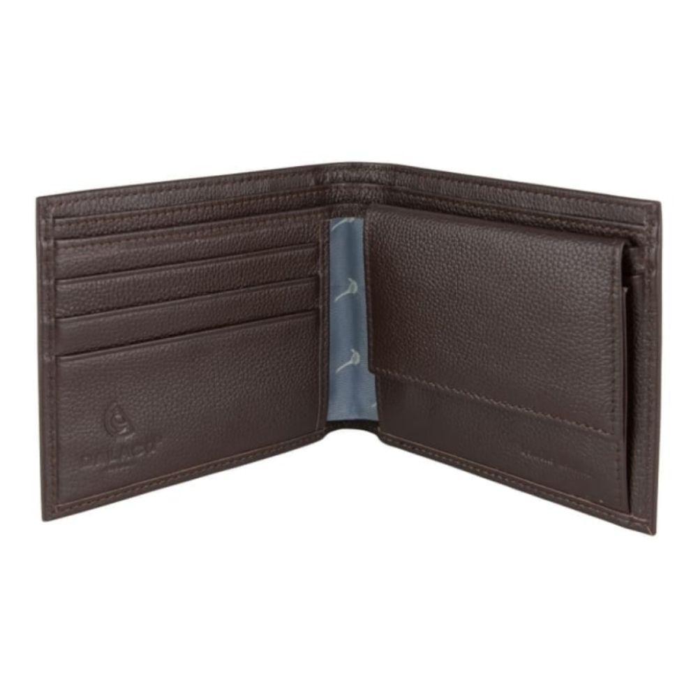 Leather Wallet with Pheasant lining -Brown