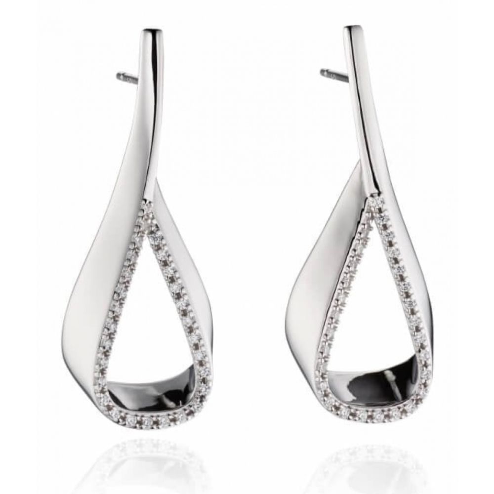 CZ Ribbon Teardrop Earrings