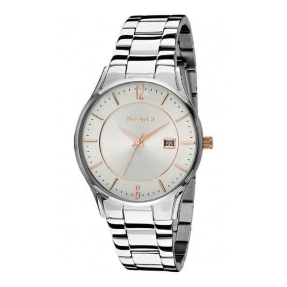 Gents Stainless Steel Bracelet Watch With Rose Gold Batons