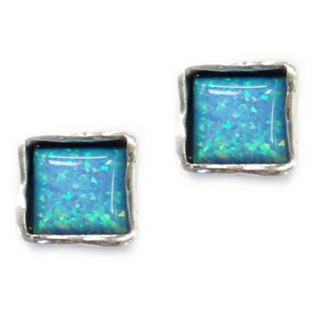 Earrings- Big Square Opal Studs