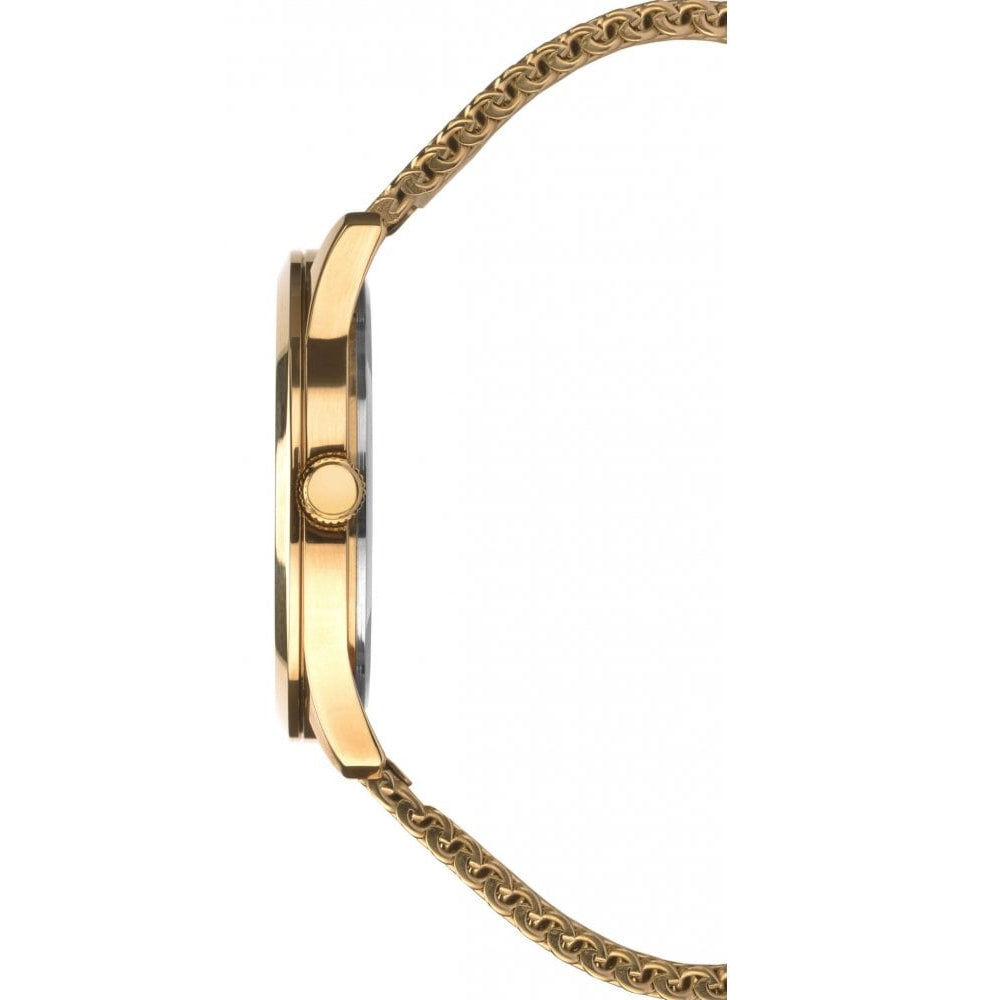 Gold Tone Case With Blue Sunray Dial & Milanese Bracelet Strap Gents Watch