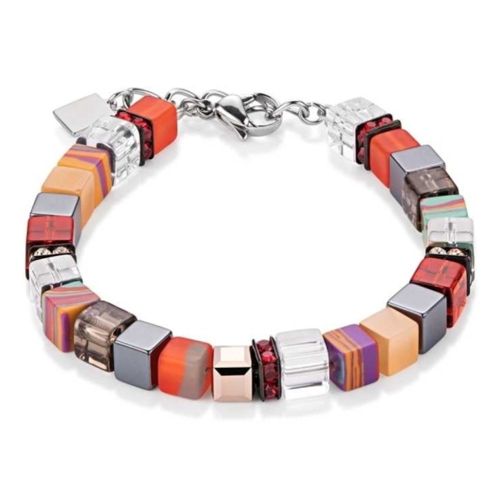 Red-Orange Geo Cube Bracelet