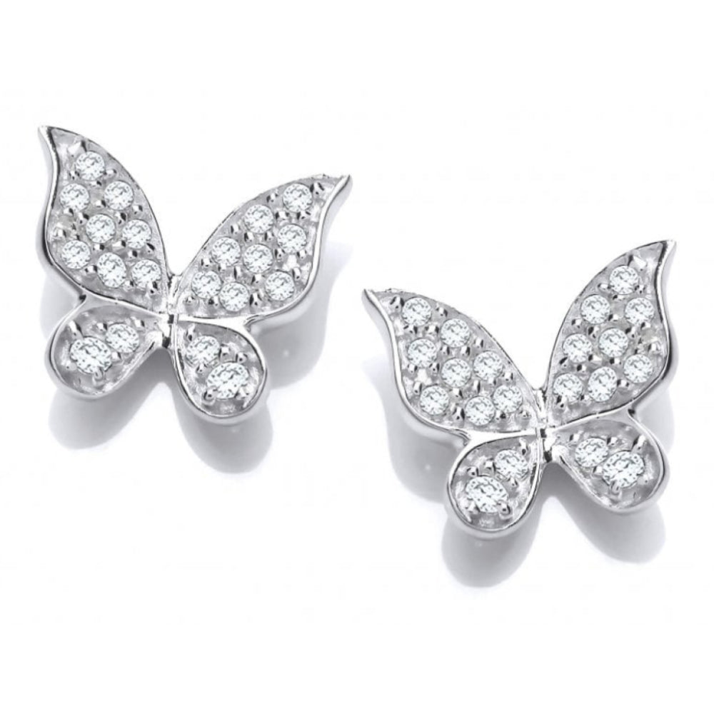 Silver CZ Natural Butterfly Earrings