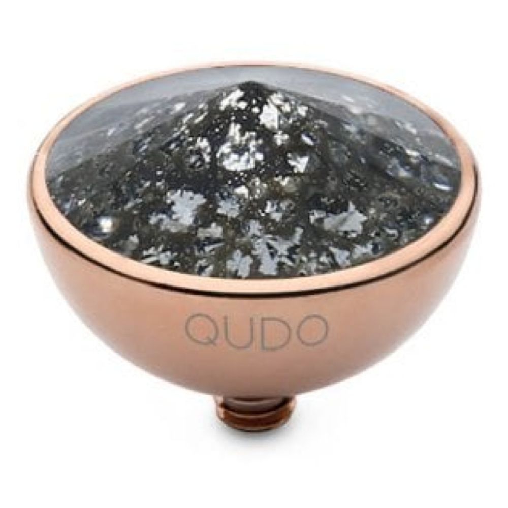 13mm Interchangeable Bottone Black Patina Crystal Top in RG