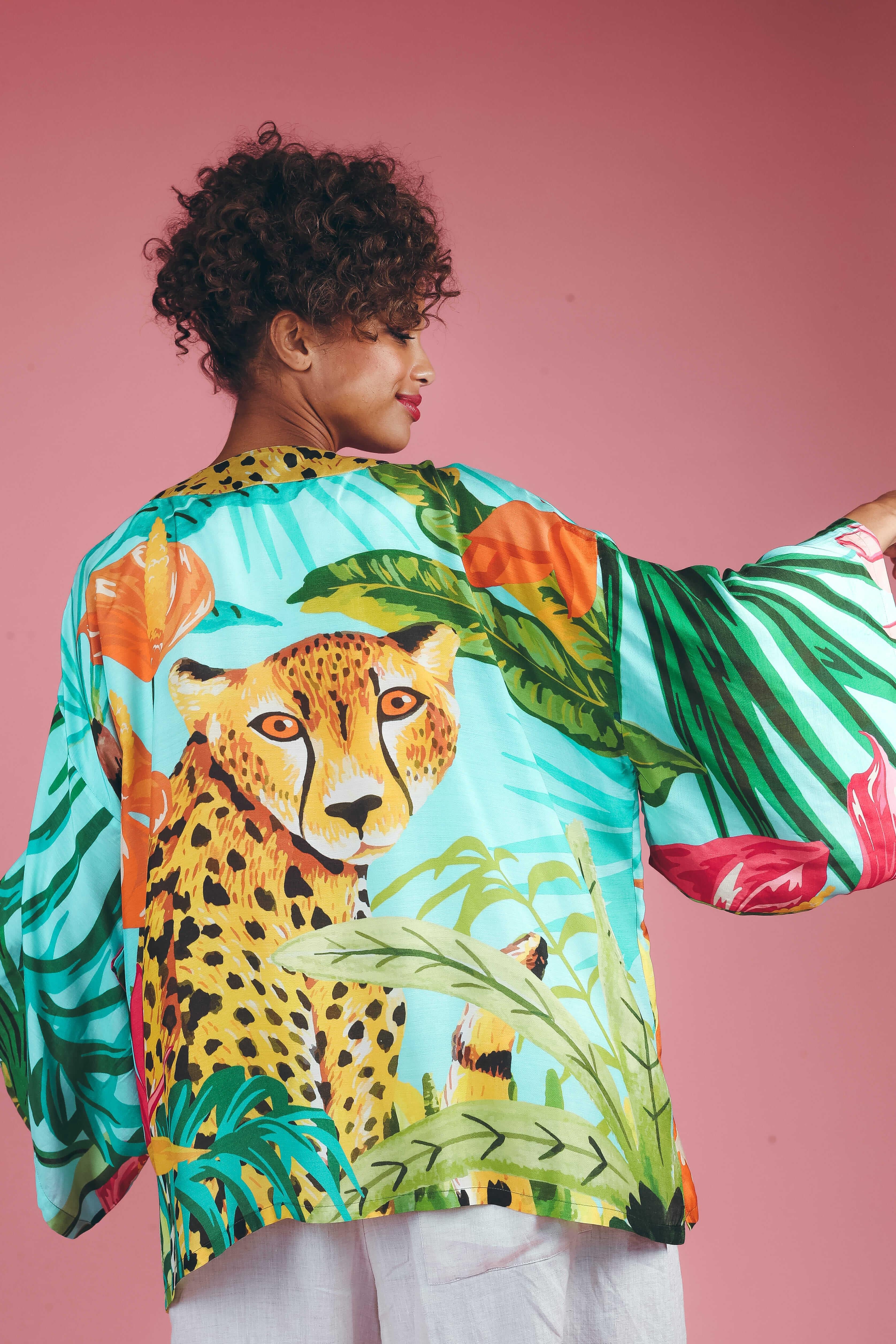 PRINTED KIMONO JACKET - Cheetah