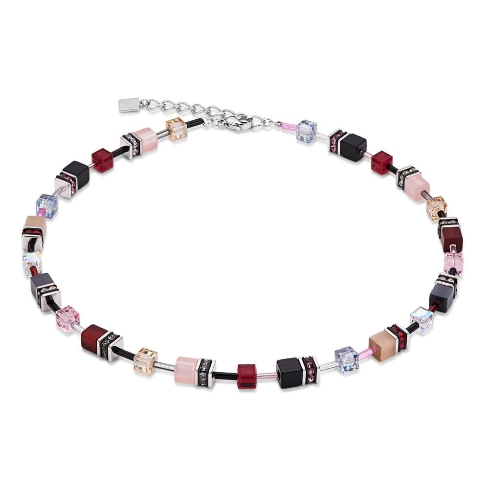 Red/Beige Swarovski Geo Cube Necklace